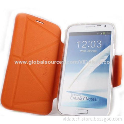 Folio and Flip Leather Case with Standing, Suitable for Samsung Galaxy Note2 Factory